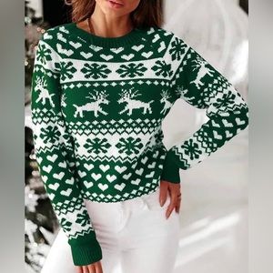 ZAFUL Women's Christmas Snowflake Reindeer Knitted Sweater